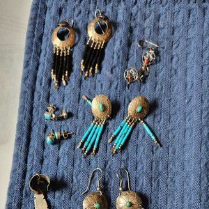 Natural Turquoise & Silver Earings 10 pair